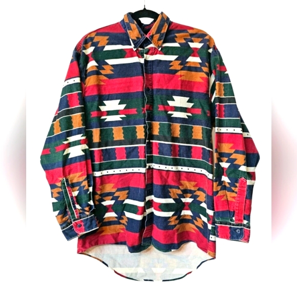 New River for J. Riggings Other - Vintage Men's New River J. Riggings Western Aztec Denim Longsleeve Button Up Top